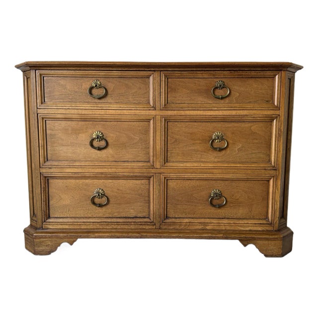 1980's Vintage Baker Four-Drawer Solid Wood Dresser For Sale