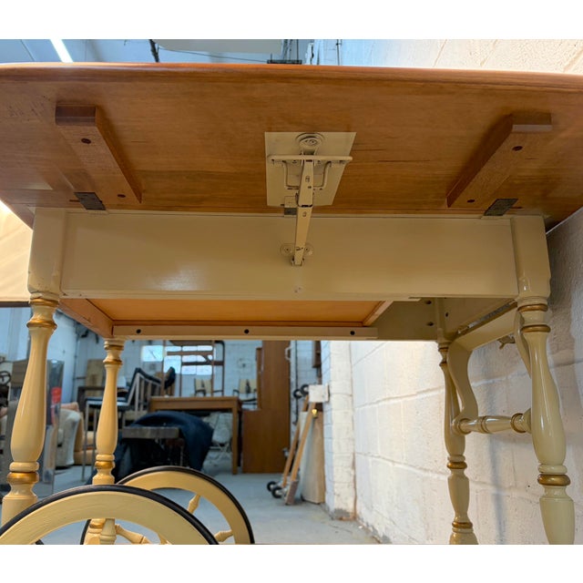 Vintage Ethan Allen Stenciled Drop Leaf Tea Cart For Sale - Image 17 of 18