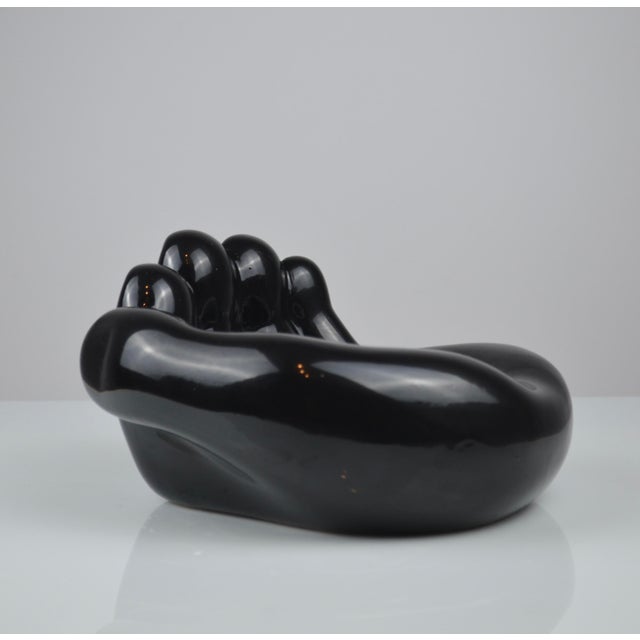 Black Ceramic Hand-Shaped Vide-Poche, France, 1960s For Sale - Image 6 of 15