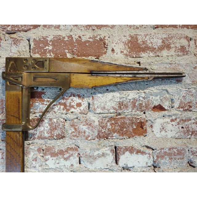 Wood 1910 Antique William Greenleaf Wood and Brass Lumber Caliper For Sale - Image 7 of 11