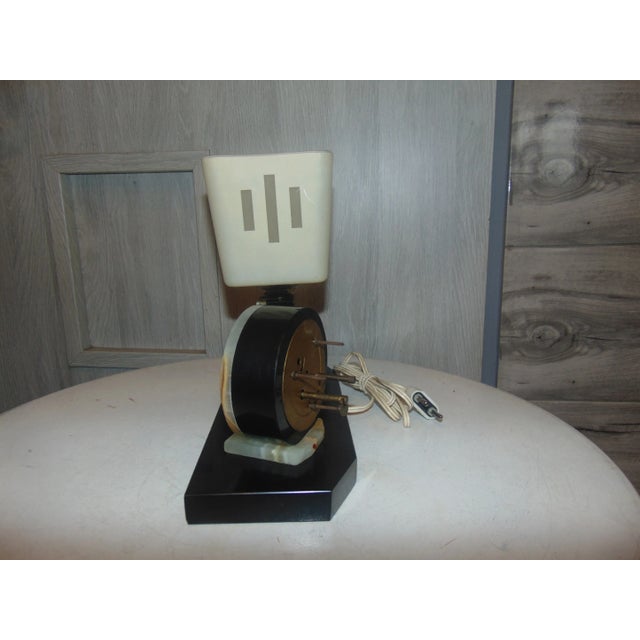 Metal Vintage Marble Desk Lamp & Clock, 1940s For Sale - Image 7 of 12