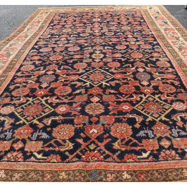 Tribal Antique Persian Kurdish Rug With Herati Pattern on a Blue Field 4'1 X 7'7 For Sale - Image 3 of 12