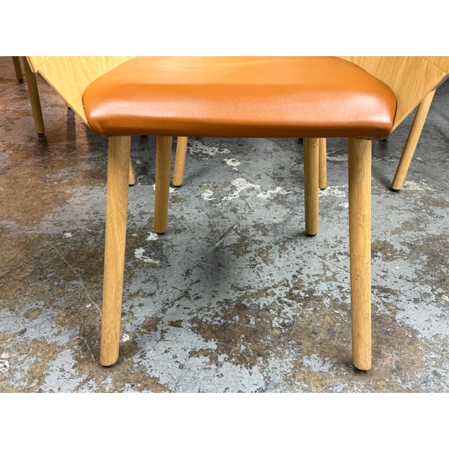 Tan Stefan Diez for E15 Ch04 Houdini Oak + Leather Armchairs, Set of Eight For Sale - Image 8 of 12