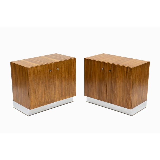 Pair of Vintage Mid Century Zebrawood and Chrome Cabinets by Milo Baughman For Sale - Image 14 of 15