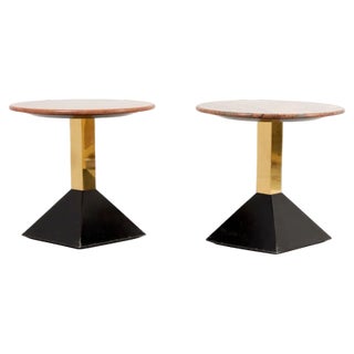 Red Granite Side Tables, Italy, 1950s, Set of 2 For Sale