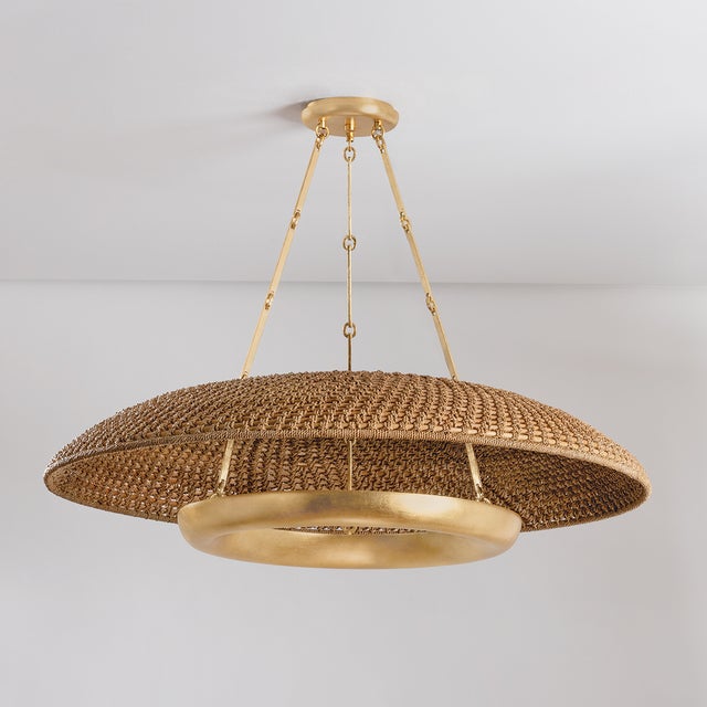 Contemporary Hudson Valley Lighting Oaklyn 48 in. 6 Light Chandelier in Vintage Gold Leaf Finish For Sale - Image 3 of 4