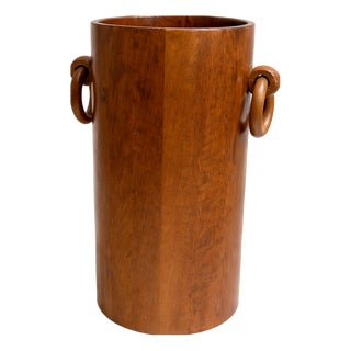 Vintage Brutalist Umbrella Stand in Walnut, 1950s For Sale