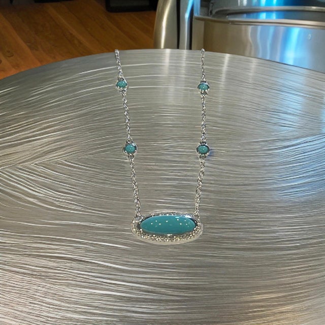 Natural Persian Turquoise Diamond Pendant Necklace 17" 14k G 13.27 TCW Certified For Sale - Image 10 of 18