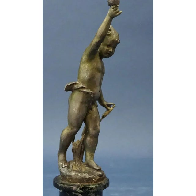 Bronzed Metal La Source Liberty Sculpture of Cherubic Putto by Ernest Justin Ferrand, 19th Century For Sale - Image 13 of 18