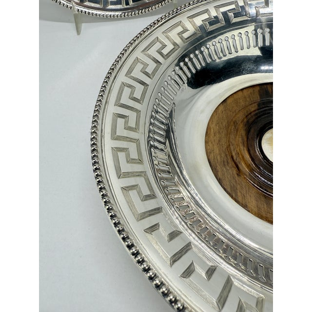 Metal 19th Century Old Sheffield Plate Regency Greek-Key Coasters - a Pair For Sale - Image 7 of 8