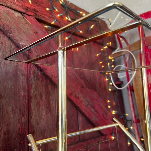 Vintage Brass & Glass Magazine Rack With Tempered Glass Top Mid-Century Modern Style For Sale - Image 11 of 17