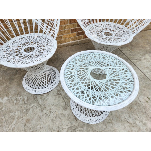 Mid-Century Modern 1950s Woodard Spun Fiberglass Peacock Chair Set - 3 Pieces For Sale - Image 3 of 9