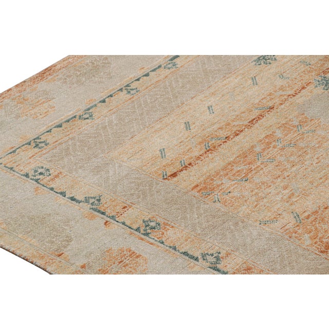 Rug & Kilim’s Transitional Rug in Orange and Gray With Geometric Patterns For Sale In New York - Image 6 of 7