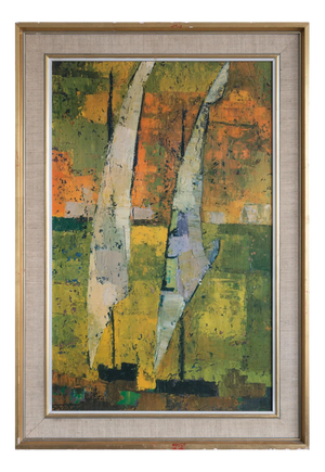 Abstract Seascape with Two Sailing Boats, 1950s, Lithograph