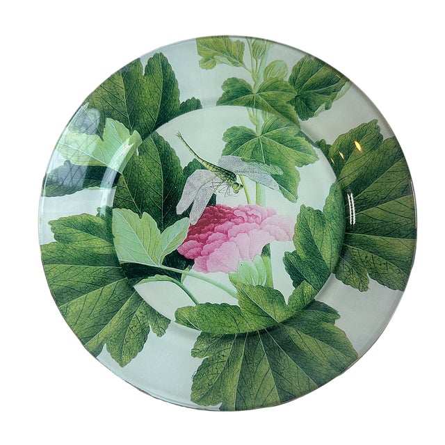 Vintage Dragonfly and Peony Decoupage Decorative Plate For Sale - Image 4 of 4
