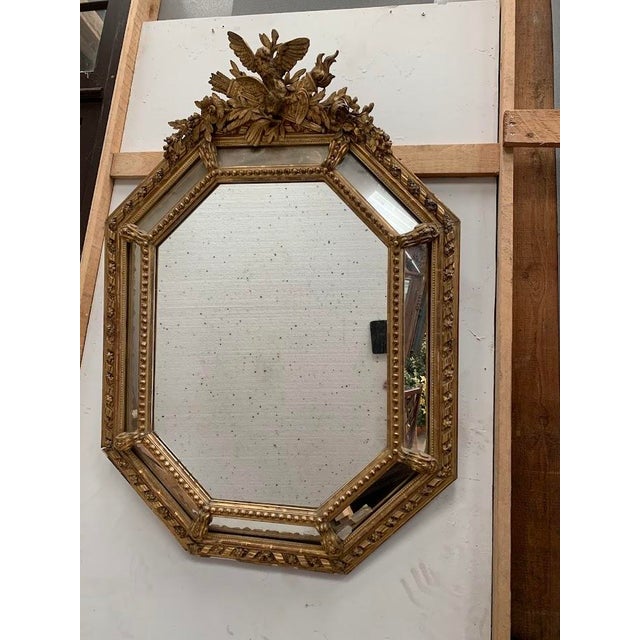 Napoleon III Mirror with Wooden and Gilded Stucco Frame, 19th Century For Sale - Image 5 of 14