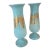 19th Century French Blue Opaline Glass 8.5" Trumpet Vases With Gold Gilt - A Pair For Sale