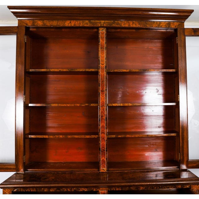 Antique Victorian Burr Walnut and Inlaid Bookcase, 1800s For Sale - Image 6 of 18