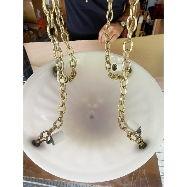 20th Century Art Nouveau Moonstone Plafonnier Pendant Light For Sale - Image 4 of 11