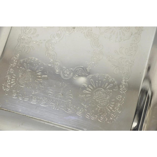 Metal Vintage Silver Plated Victorian Style 9" Square Small Trinket Dish Platter Tray For Sale - Image 7 of 12