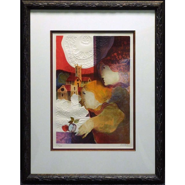 1990s Sunol Alvar "Maternitat Del Poble" Original Lithograph, Signed, Framed For Sale