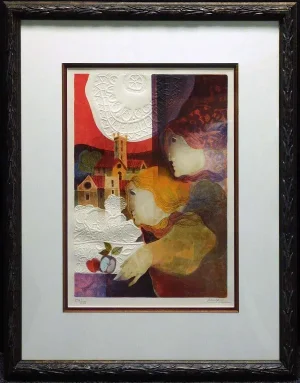 1990s Sunol Alvar "Maternitat Del Poble" Original Lithograph, Signed, Framed