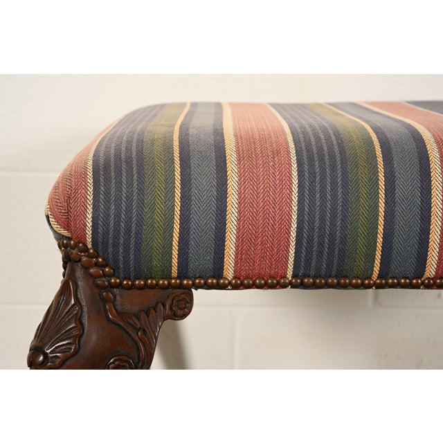 Wood Baker Furniture Historic Charleston Chippendale Carved Mahogany Stool or Ottoman For Sale - Image 7 of 11