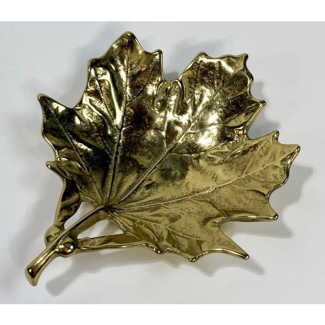 Brass Brass Maple Leaf Trinket Dish For Sale - Image 8 of 10