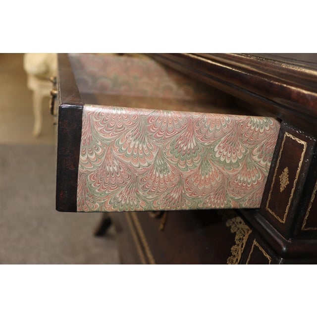 Pair Leather Wrapped and Embossed Maitland Smith Commodes For Sale - Image 10 of 14