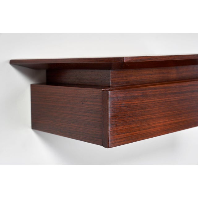 1960s Pair of Petite Danish Modern Single-Drawer Floating Nightstands in Rosewood For Sale - Image 16 of 18