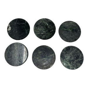 Green Marble Coasters Set 6 Pieces Handmade in Italy Collectible 1970