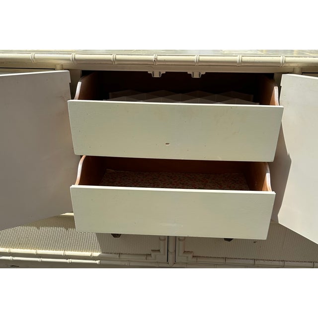 Hollywood Regency VTG Drexel Kensington Faux Bamboo Dresser Hollywood Regency Coastal Palm Beach For Sale - Image 3 of 4