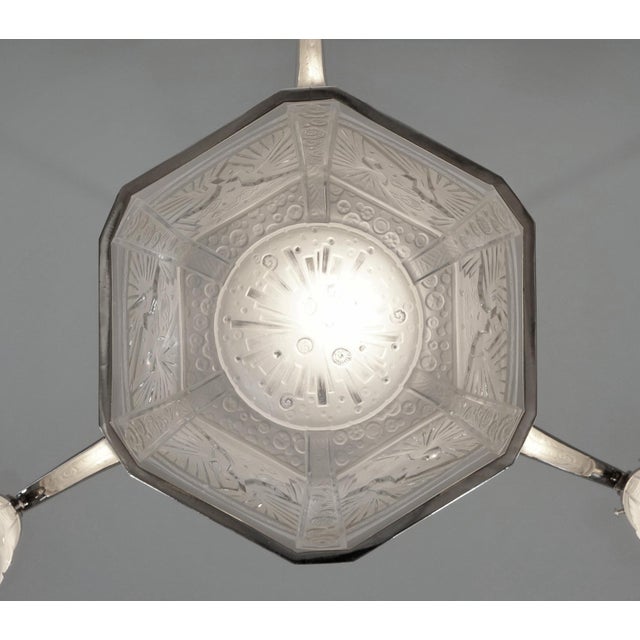 French Art Deco Chandelier by Ravaud & Muller Freres 1930 France For Sale - Image 9 of 15