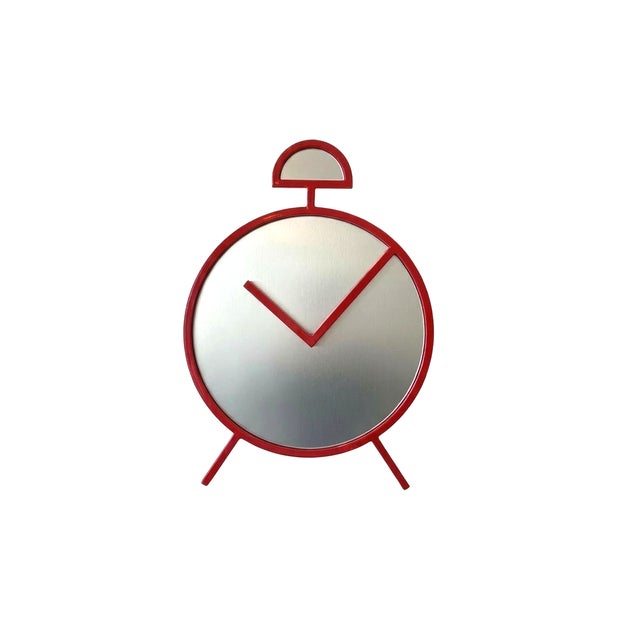 Red Postmodern Pop Art Red Wall Mirror in Clock Shape from PILM, Italy, 1980s For Sale - Image 8 of 9