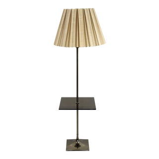 Mid-Century Modern Laurel Chrome & Smoked Glass Lamp Table Original Shade Finial For Sale