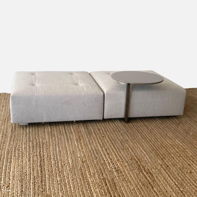 Minotti Sectional Sofa With Ottomans and Accompanying Stone Side Table For Sale In Los Angeles - Image 6 of 12