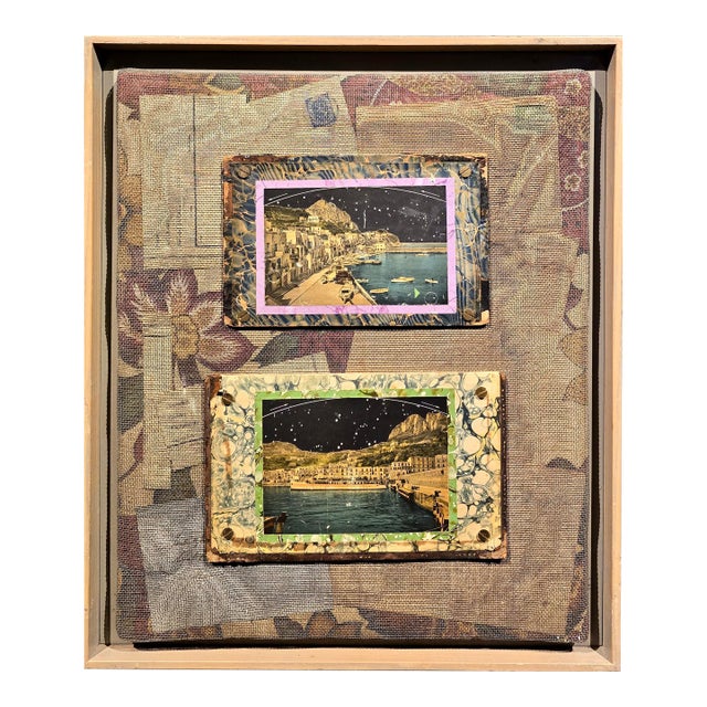 James Garrett Faulkner -"Two Views of Capri at Night" -Mixed-Media Painting For Sale