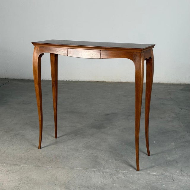 Vintage Walnut Console Table with Hidden Drawer by Pier Luigi Colli, Italy, 1950s For Sale - Image 3 of 18