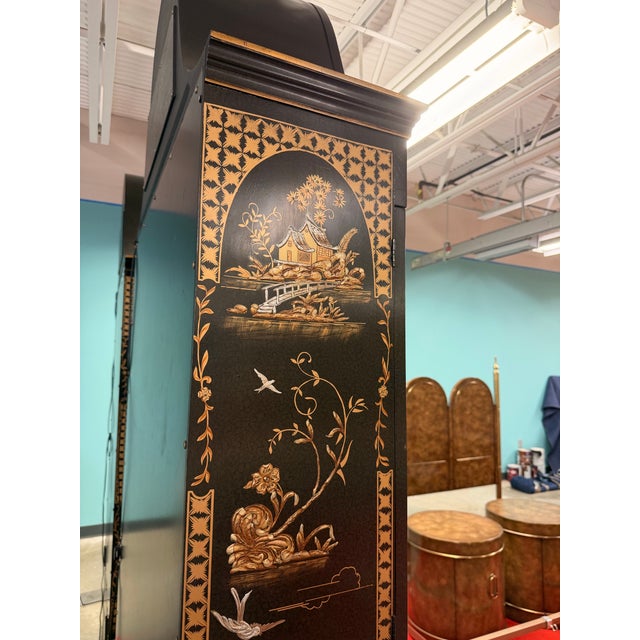 Metal 1960’s John Widdicomb Bonnet Top Chinoiserie Cabinets, a Pair For Sale - Image 7 of 12