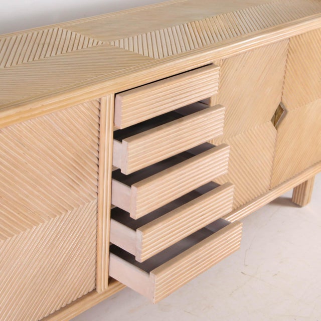 Wood Rattan and Brass Sideboard, 1970s For Sale - Image 7 of 18