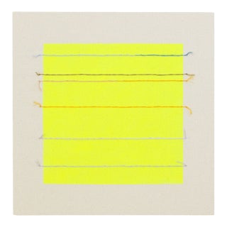 Original Painting | Neon Yellow Minimalist Abstract Painting, 16 X 16 In. For Sale