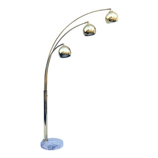 Mid-Century Modern Arc Floor Lamp With Marble Base For Sale