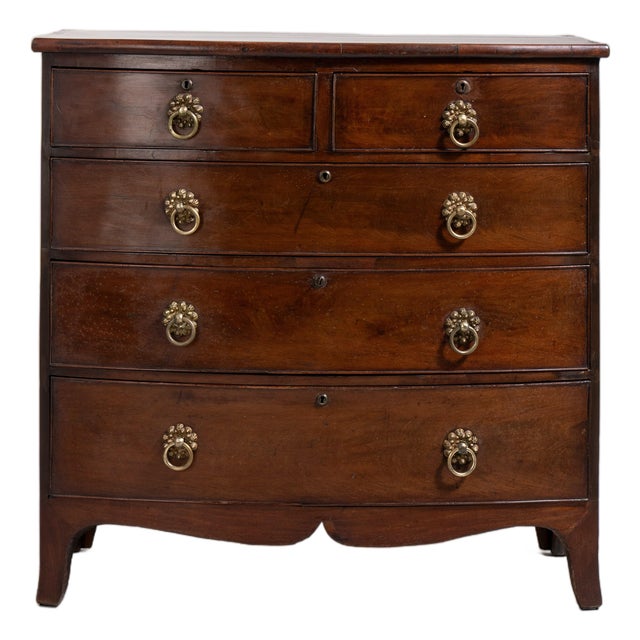 Regency Bow-Front Mahogany Chest of Drawers, Antique, United Kingdom, 19th Century For Sale