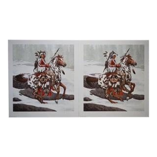 1987 Bev Doolittle "Guardian Spirits" Signed Lithograph Set of 2 With Folio & Coa For Sale