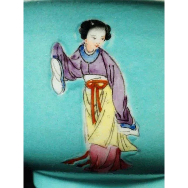 Chinese Qing Republic Period Guanyin in Pose Turquoise Porcelain Bowl For Sale In New York - Image 6 of 11