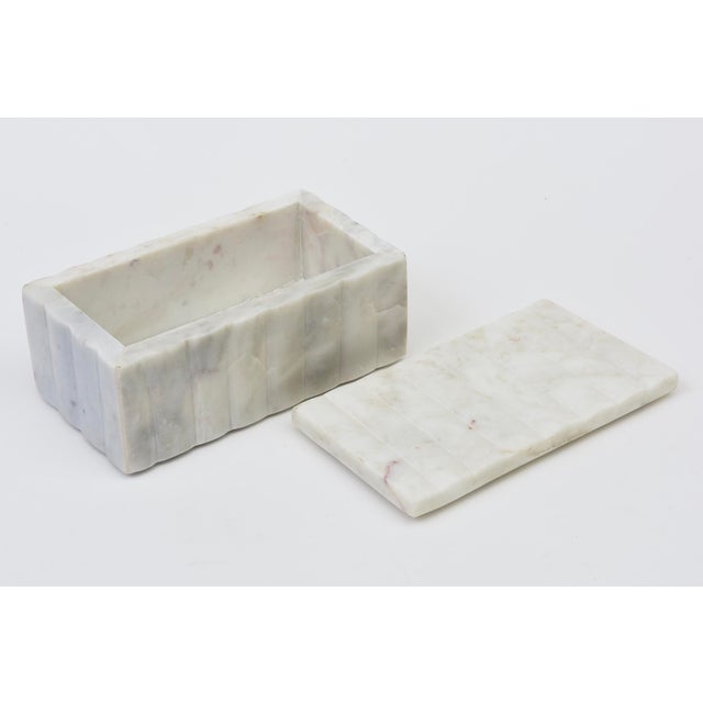 White and Gray Marble Box, 1990's For Sale In Miami - Image 6 of 12