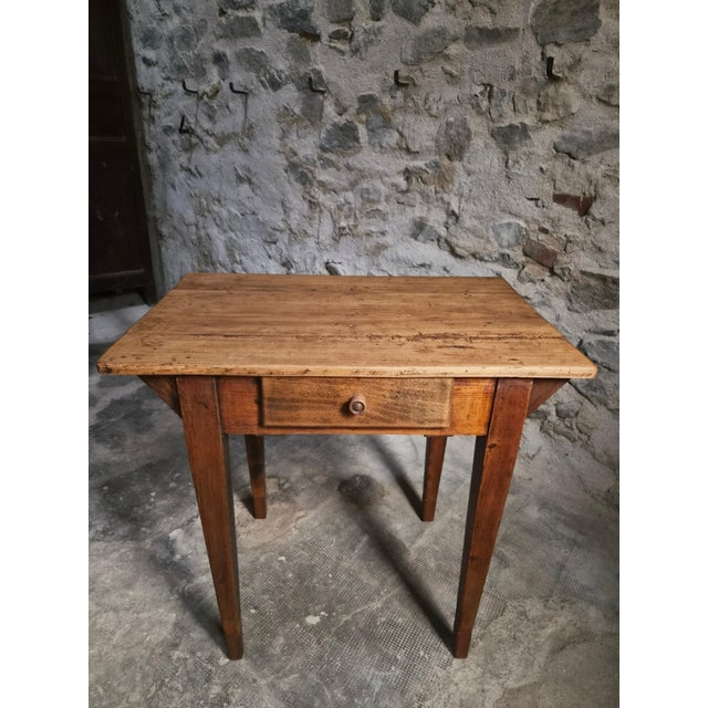 Antique French Worktable and Bistro Chair, 1900s and 1950, Set of 2 For Sale - Image 4 of 18