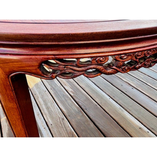 Vintage Chinese Traditional Hand Carved Dragon Design Solid Rosewood Dining Set Table and 4 Chairs For Sale - Image 9 of 18