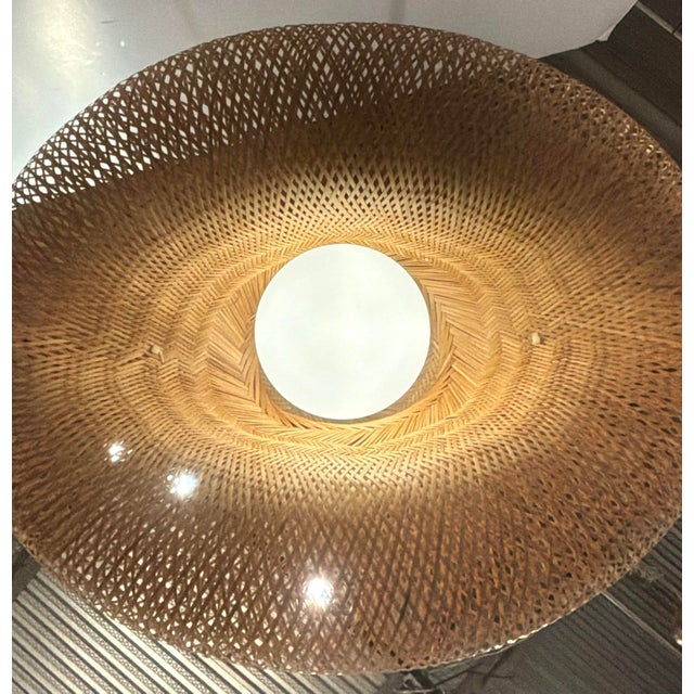2020s Revelation Modern Woven Bamboo Bonnet Pendant Light For Sale - Image 5 of 5