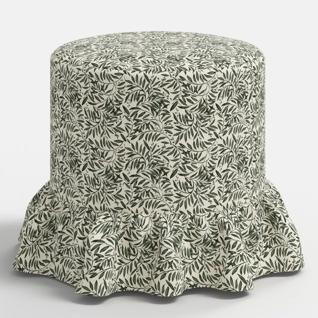 Not Yet Made - Made To Order Stoffer Home x Cloth & Company Bernadette Ruffle Drum Ottoman in Willow Vine Olive For Sale - Image 5 of 5